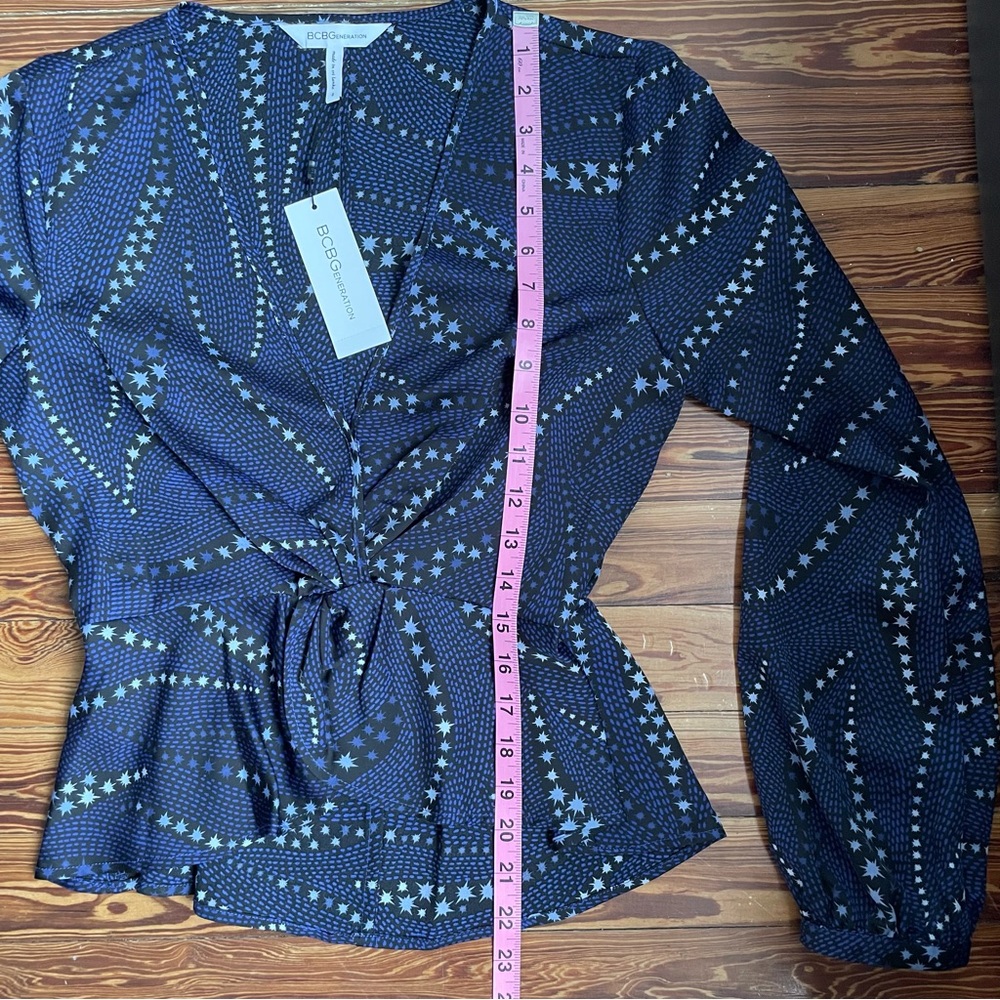 NWT BCBGeneration Twilight Blue Long Sleeve Blouse - Picture 10 of 10